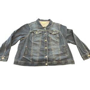 EST 1946 Denim Jacket Womens 22/24W Medium Wash Blue Trucker Plus Size‎